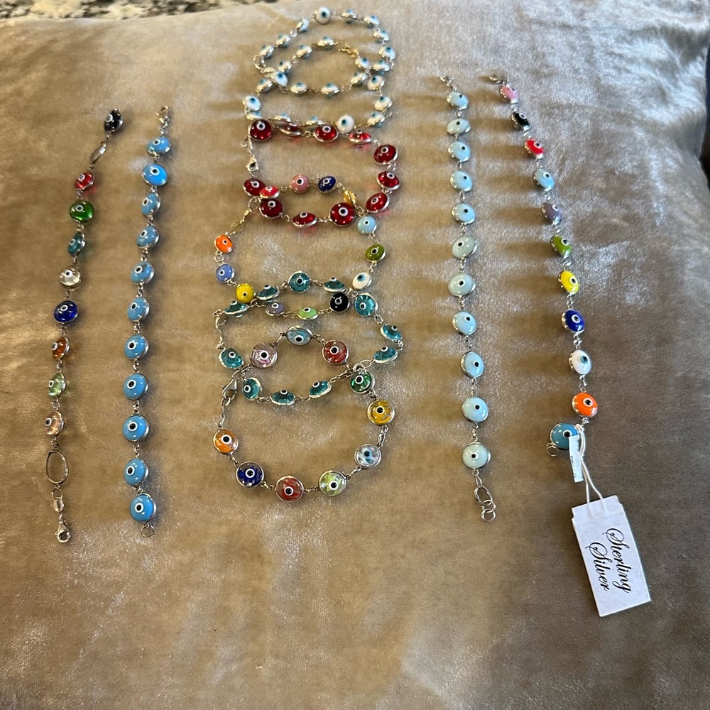 Colorful Evil Eye Jewelry Set Lot of 10 Bracelets